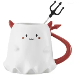 Mokken schattige kleine duivelmok met roerbar logo Halloween -serie koffiebeker thee melkfestival verjaardag cadeau aankomst