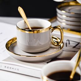 Mokken Leuke Luxe Keramische Mok Koffie Cup Ontbijt Reizen Canecas De Porcelana En Schotel Set 230829