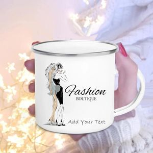 Tasses Migne Mug Kawaii Creative Cartoon Custoon personnalisé en émail personnalisé tasse votre texte imprimé sur le métal envoyé.Cadeau très cool.Tasses