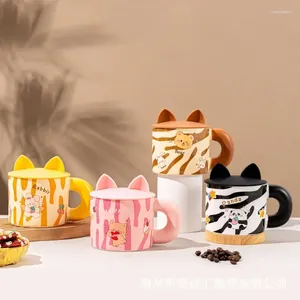 Tasses à tasse mignonne avec design de niche de couvercle couple en céramique petit déjeuner café graduation complémentaire cadeau
