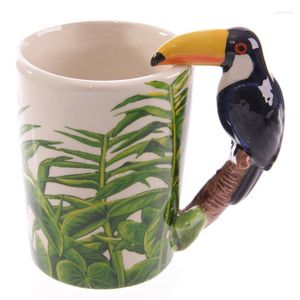 Tasses mignon perroquet pic grenouille 3D oiseau en trois dimensions en céramique marque tasse eau Animal peint à la main