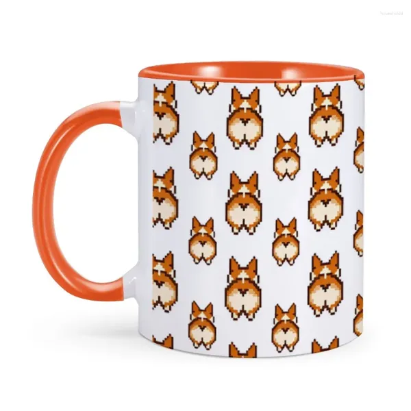 Tasses mignon Pixel Corgi motif céramique Camping tasse 11oz tasse à thé amoureux des chiens anniversaire café cadeau Pembroke gallois propriétaire