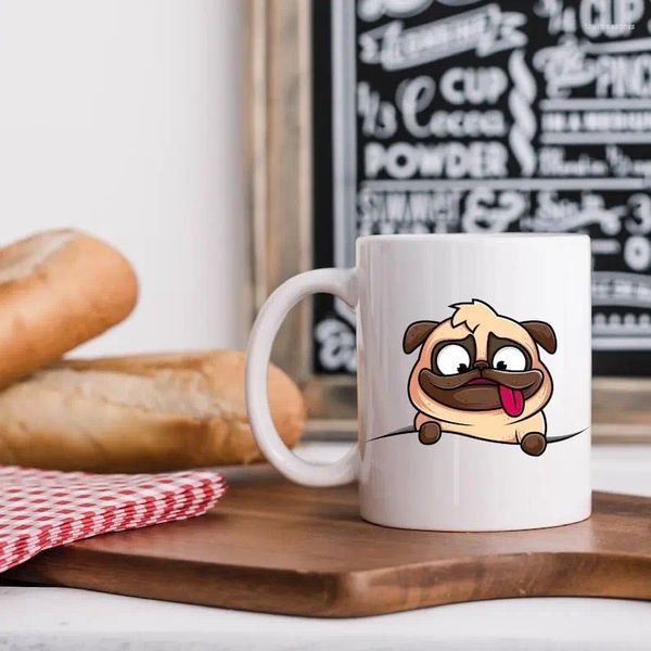 Tazas Cute Pug Pug Love My Coffee Coffee Cup, pregúntame sobre el perro divertido, la cerámica de la mascota