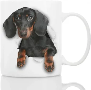 Tasses la plus mignonne de chiens noirs dockshund - céramique drôle de café parfait cadeau d'amant mignon nouveau (11oz)