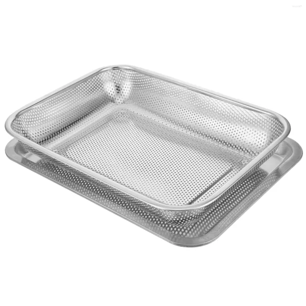 Tazas canasta de fry de profundidad freír horno malla aire bandeja bandeja recipiente de chips de acero inoxidable recipientes de alimentos de metal