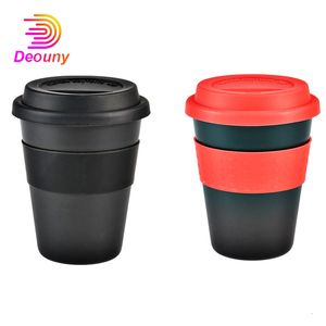 Tasses DEOUNY 400ml Tasse de Voyage avec Couvercle en Silicone Réutilisable Isolation Thermique Thé Tasse à Café PP Plastique Antichute Antidérapant Manches 221122