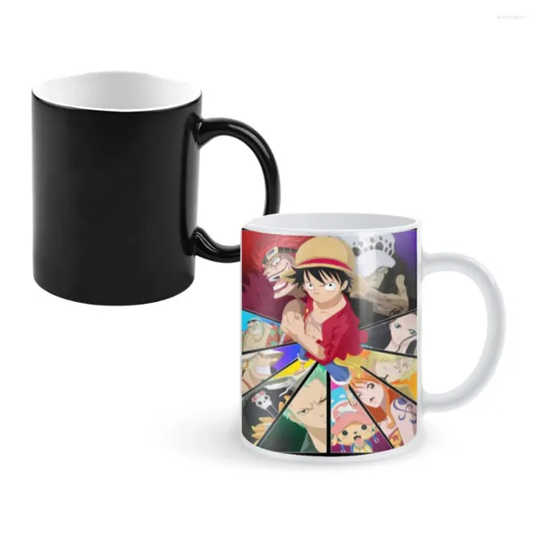 Tazas Diseño de una pieza Creatividad de anime Cambio de color Taza taza de café desayuno amigos de vacaciones gif