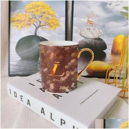 Tasses Designer Tasse Classique Marron L Avec Lettres Et Fleurs Imprimées V Marque Boîte Fesitval Cadeaux Drop Livraison Maison Jardin Cuisine Dini Dhqnb