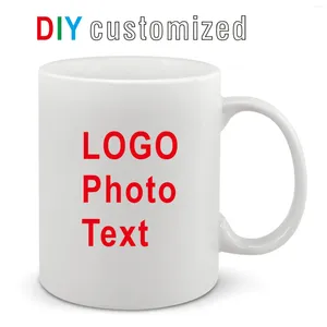 Mokken DIY Aangepaste 350 ml 12oz Keramische mug print foto PO Logo tekst Gepersonaliseerde koffiemelkbeker Creatief Present cadeau cadeau