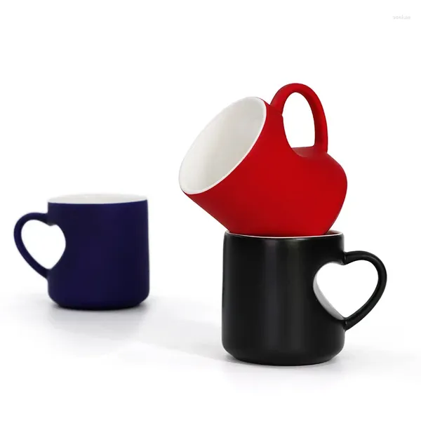 Tasses DIY Po Imprimer Tasse en céramique Changement de couleur Sublimation Blank Love Heart Unique Tasse de thé à café