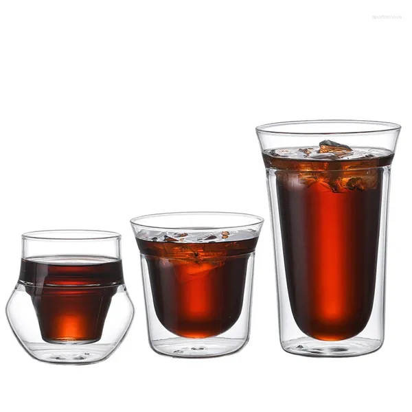 Tasses à thé à deux isolations tasse en verre café simple bouche couche