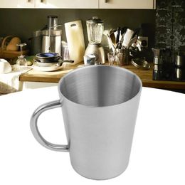 Tasses Tasse à café en acier inoxydable à double couche, capacité de 300ML, sûre à saisir avec poignée, parfaite pour le lait, le vin et les boissons