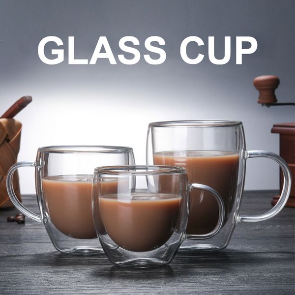 Tasses tasse en verre à double paroi verres expresso tasse à café bière gobelet tasses en vrac vin cocktail s fraise lait thé tasses 221122