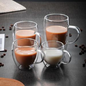 Mokken dubbele wandglas kopje warmtebestendige melk whisky thee bier transparante espresso koffie drinkwarebekers drinkglazen 2153