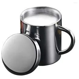 Tasses double mur de bureau préservation de chaleur facile Grip Café Cuisine Cuisine en acier inoxydable barre de grande capacité Milk thermique isolé