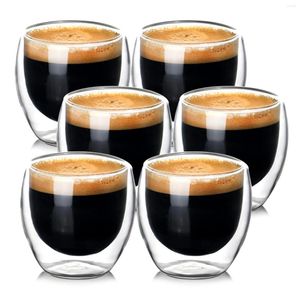 Mokken dubbele ommuurde glazen koffiekopjes geïsoleerde mok borosilicaat voor thee cappuccinos espresso