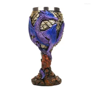 Tasses Dragons vin bière tasse gobelet médiéval Dragon calice en acier inoxydable résine barre verre nouveauté gothique tasse buveur brassage cadeaux