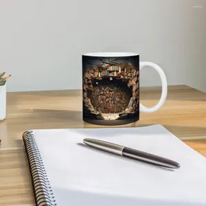Tazas Taza para beber Estantería Taza de café de cerámica para amantes de los libros Estante de biblioteca único con patrón Divertido té con leche