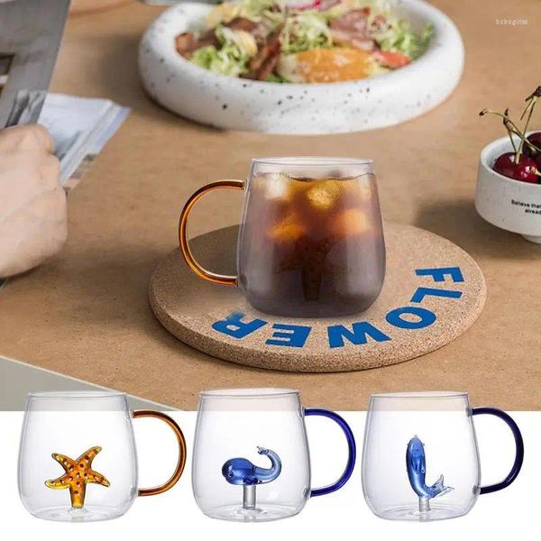 Tazas Vasos para beber Figura de dibujos animados en 3D Taza de té Lindo dentro de vidrio transparente Ahorro de espacio para cerveza