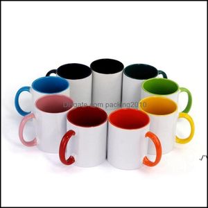 Tasses Drinkware Cuisine Bar à manger Maison Jardin Sublimation Blanc Céramique Couleur Poignée À L'intérieur De La Tasse Par Encre DIY Transfert Chaleur Presse Impression Mer