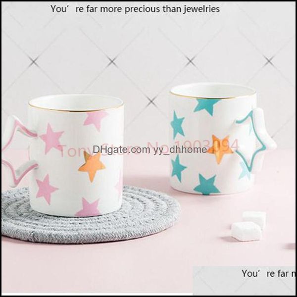 Tazas para beber, cocina, comedor, Bar, hogar, jardín, 36 Uds., Taza de cerámica dorada con pequeñas estrellas creativas, taza para oficina, desayuno, café, leche Bs