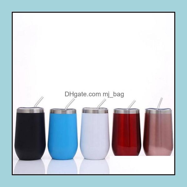 Tazas Utensilios para beber Cocina Comedor Bar Hogar Jardín Taza de huevo de acero inoxidable Taza de vino al vacío ecológica Color sólido Tapa de café de metal Sts Set K