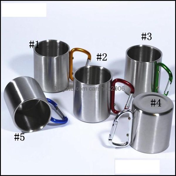 Tasses Drinkware Cuisine Bar à manger Maison Jardin LL Double paroi en acier inoxydable Boucle d'alpinisme Tasse Bière Boire des tasses à café Dh5Tp