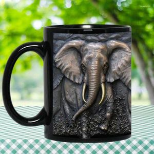 Tasses Drop Design Tasse à café noire Tasse à thé au lait Éléphant Animal Bière Cadeau surpris 330ML