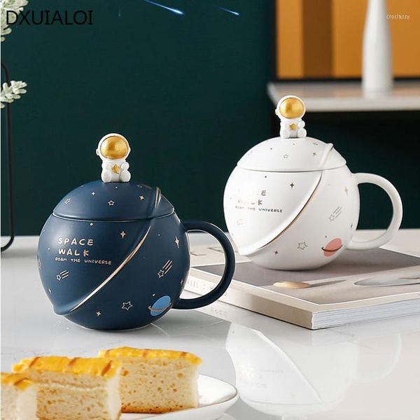 Tasses DXUIALOI tasse en céramique ronde en relief créative cuillère à haute température avec couvercle tasse à café de bureau maison après-midi thé eau