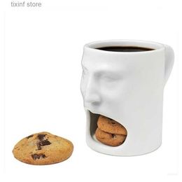Tasses manger gâteau tasse visage tasse visage tasse à café en céramique visage cookie tasse dessin animé tasse T240306