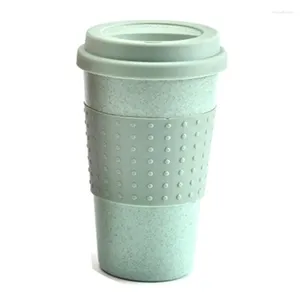 Tasses écologiques café thé tasse blé paille voyage eau boisson tasse avec couvercle en silicone boire