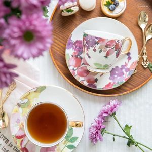 Tasses eecamail pastoral aquarelle tasse de café et soucoupe européen luxe l'après-midi d'après-midi