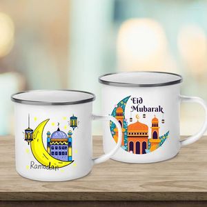 Mokken Eid Mubarak Moon Print Creative Coffee Cup Ramadan Party Decor Drinks Wijnsap Cacaoboppen Islamitische moslim email geschenken