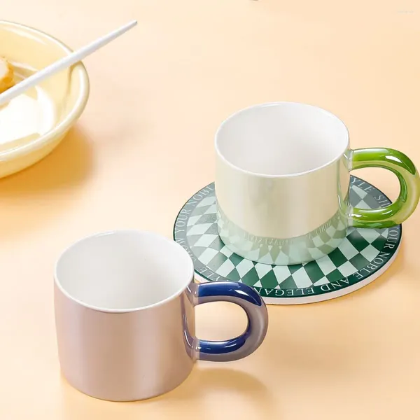 Tazas de galvanoplastia de Color, taza bonita, joyería de lujo, lustre, tazas de café de cerámica, hermosos regalos, rosa, amarillo, verde, té francés