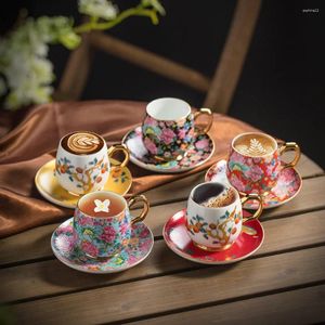 Mokken Email Ceramic Coffee Tea Cup en Saucer Set Creative Mug Cups