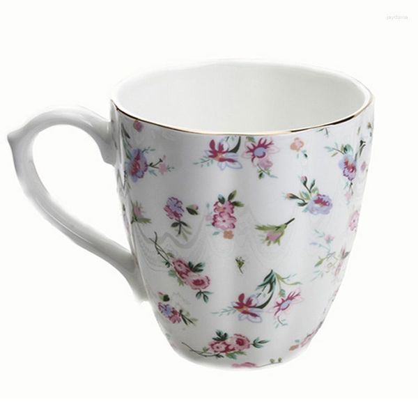 Tazas Taza de porcelana de hueso de estilo inglés Taza de agua grande concisa Café de cerámica Personalidad Cerámica Leche Desayuno Vidrio