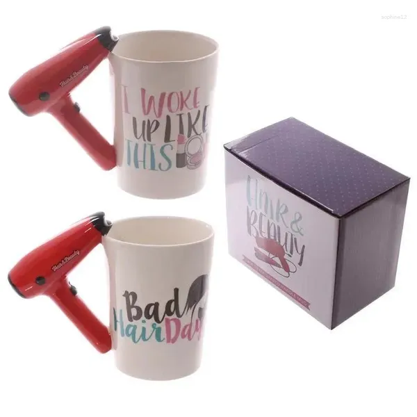 Tazas ambientales lindas herramientas de maquillaje botas creativas tacones altos secadores de cabello asa de cetro de tazas agua