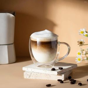 Mokken Espresso Cup dubbele geïsoleerde glazen koffie met handvat helder