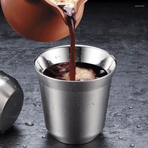 Mokken Espresso Dubbelwandige roestvrijstalen kopjes Set Geïsoleerde koffie gaat jaren mee Gemakkelijk schoon te maken Gratis schip