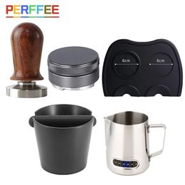 Mokken Espresso Melkopschuimkan Koffie Sabotage 30lb Lente Distributeur Siliconen Rubber Gecanneleerde Mat Coffeeware Sets 231214