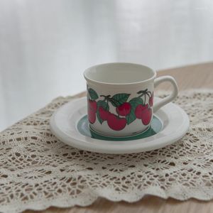 Tazas Taza Espresso Cerámica Café Vintage Cereza Vainilla Taza de té Platillo Tarde Plato de postre Platos de cena