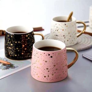 Tazas Europa creativa taza de café de cerámica taza de leche Drinkware cielo estrellado patrón taza de té tazas de desayuno simples bonito regalo