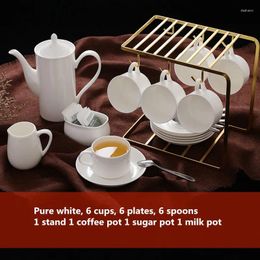 Mokken European Ceramic Coffee Cup high-end beker.Zes kopjes borden lepels 1 Stand Pot Sugar Milk