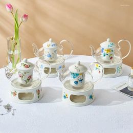 Tazas europeas cerámica de vidrio té de té de té vela fruta de fruta de la tarde inglesa agua fría