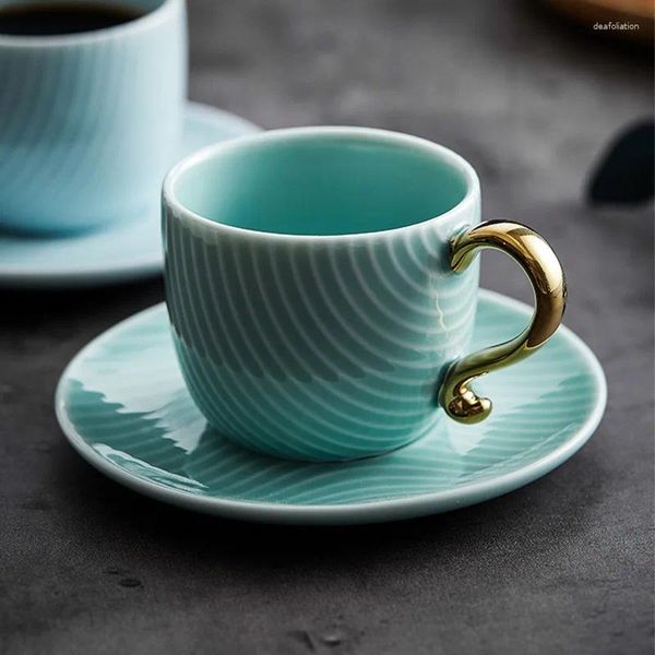 Tasses Tasses à expresso de luxe européen et soucoupe ensemble maison avancée sens après-midi thé ins style dessert petit
