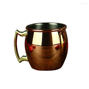 Tazas Europea Moscú Oro Brillante Mula Taza Acero inoxidable Color Sólido Cobre Chapado Metal Copa de Vino Barra de Cóctel