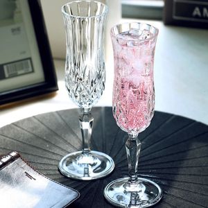 Mokken Europese Retro Reliëf Kristal Wijnglas Gesneden Cup Goble Champagne Fluiten Glazen Cocktail Bar Thuis Drinkware 231207