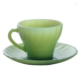 Mokken European Simple Jade Porselein Glass Koffie beker Huishouden Ladies Belt Handgreep High-End Tea Drinking Set