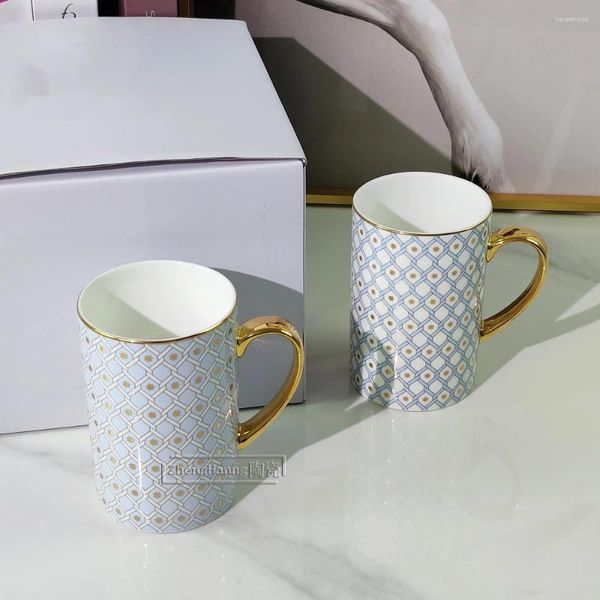 Tasses Style européen os porcelaine tasse ménage en céramique lait tasse à café innovant conception ouverte eau Couple paire