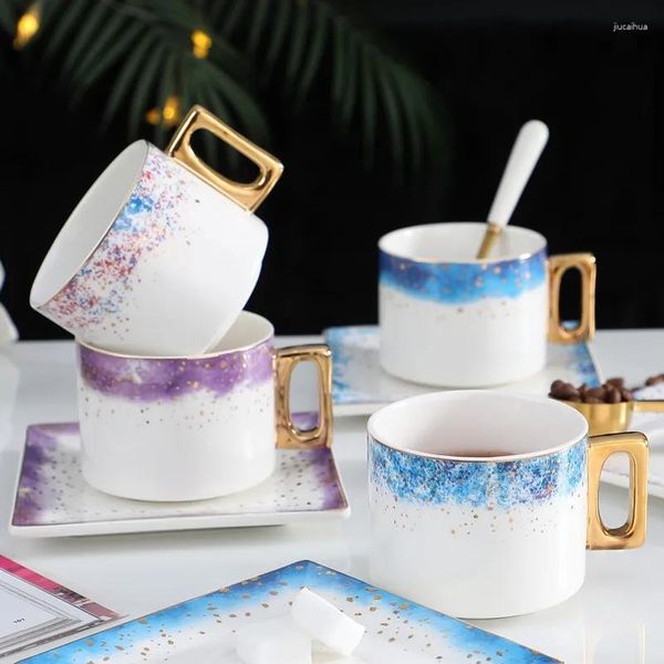 Tasses à café en céramique de style européen et soucoupe créative petit luxe Phnom Penh ménage thé parfumé lait